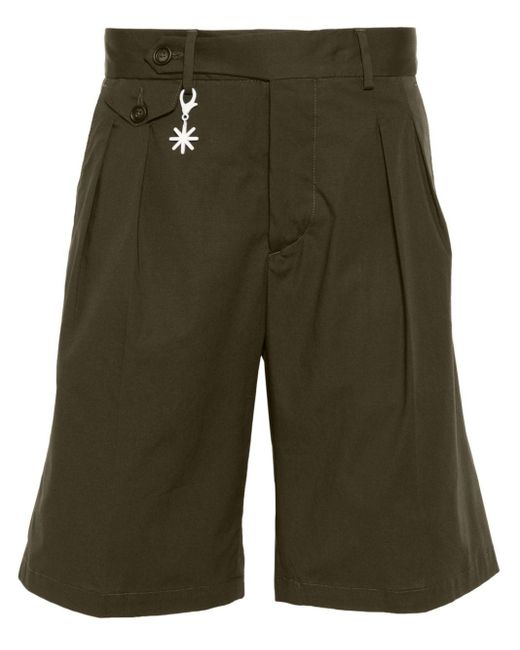 Manuel Ritz Green Poplin Bermuda Shorts for men
