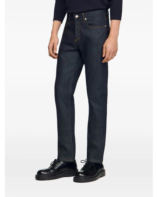 Sandro Blue Jean Slim À Bords Francs for men