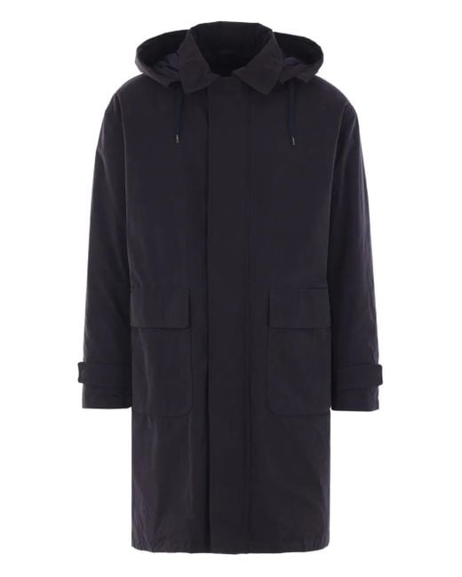Herno Blue Hooded Down-Filled Coat for men