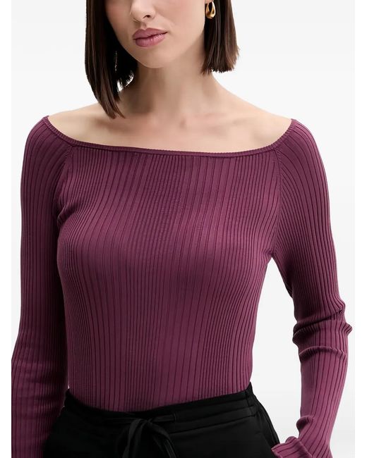 Benetton Purple Ribbed Long-Sleeved Sweater