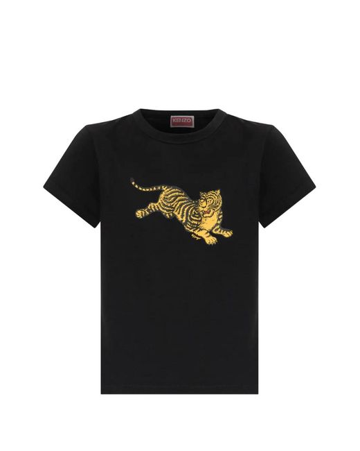 KENZO Black Tiger-Print T-Shirt