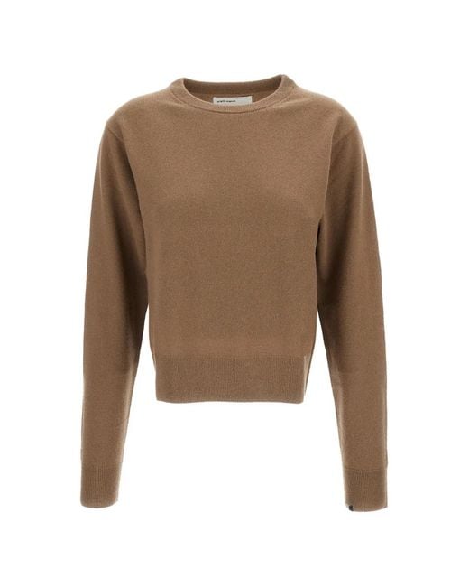 Extreme Cashmere Brown Crew-Neck Ribbed-Trim Sweater