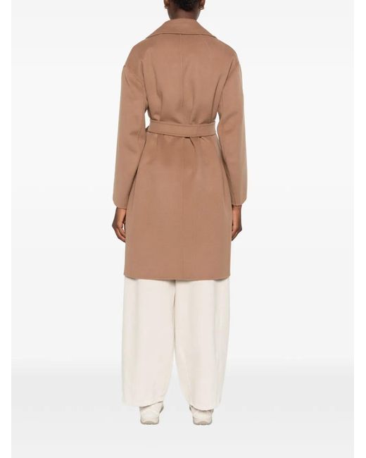Max Mara Natural Velo Belted Notch-Lapel Coat