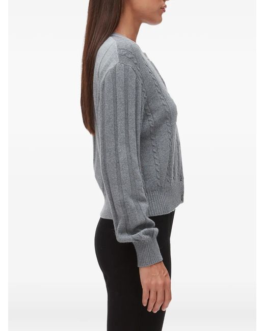 3.1 Phillip Lim Gray Cable-Knit Patchwork Cardigan