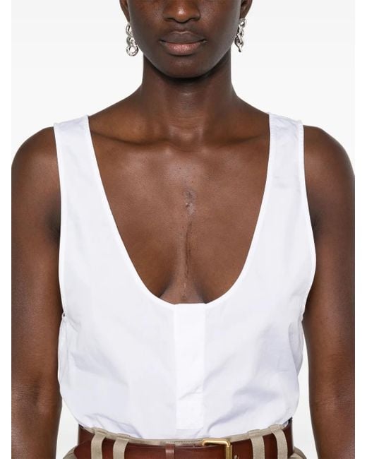 Saint Laurent White Cotton Poplin Top
