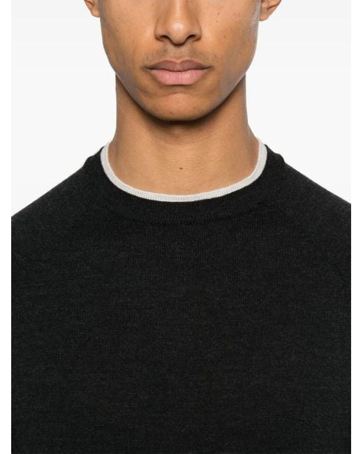 Eleventy Black Contrasting-Trim Sweater for men