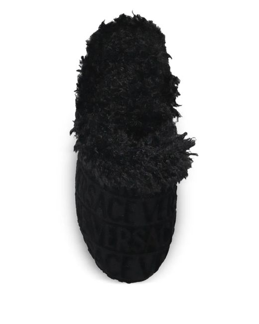 Versace Black Logo Trimmed Slippers