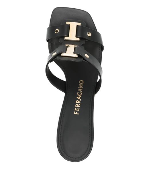 Ferragamo Black Leather Sandals