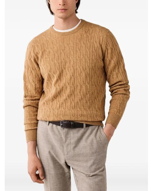 Hackett Multicolor Cable-Knit Lambswool Knit for men