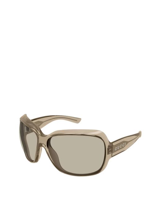 Gucci Gray Logo-Print Square-Frame Sunglasses