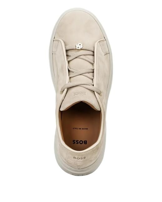 Boss Natural Suede Trainers With Hidden Wedge