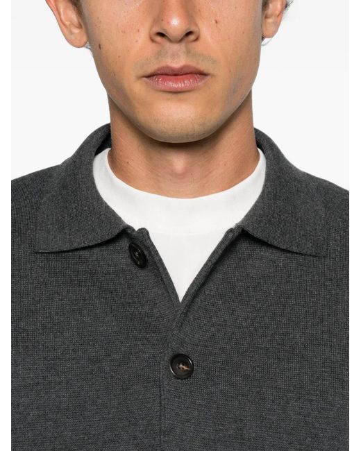 Corneliani Gray Button-Down Flap-Pocket Sweater for men