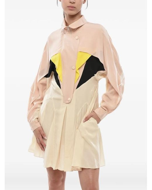 Stella McCartney Natural Mini Margot Contrast-Detail Dress
