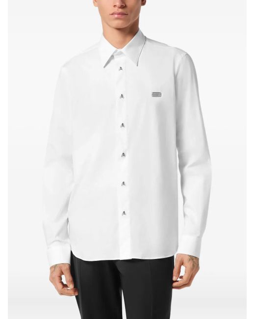 Philipp Plein White Sugar Daddy Long-Sleeved Shirt for men