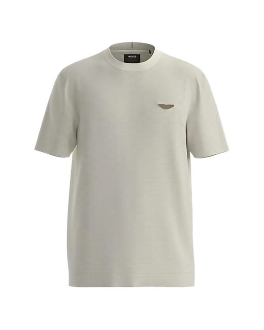 Boss White X Aston Martin C-Thompson Logo-Patch T-Shirt for men