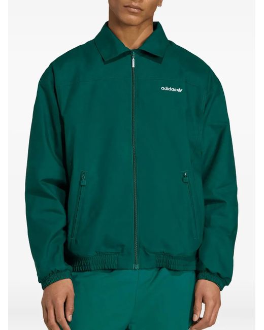 Adidas Green Logo-Embroidered Track Jacket for men
