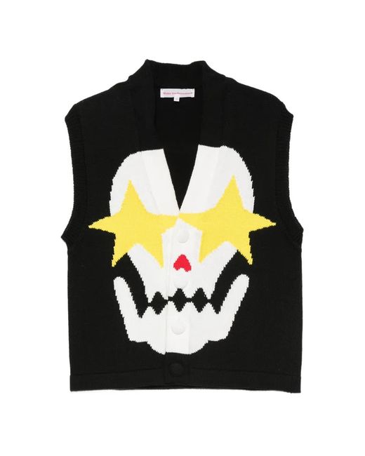 Walter Van Beirendonck Black Starry Eyes Intarsia-Knit Vest for men