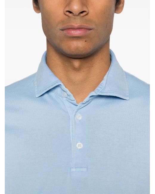 Fedeli Blue Jersey Polo Shirt for men