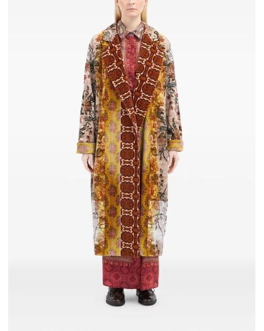 Pierre Louis Mascia Red Floral-Patterned Lapel Coat