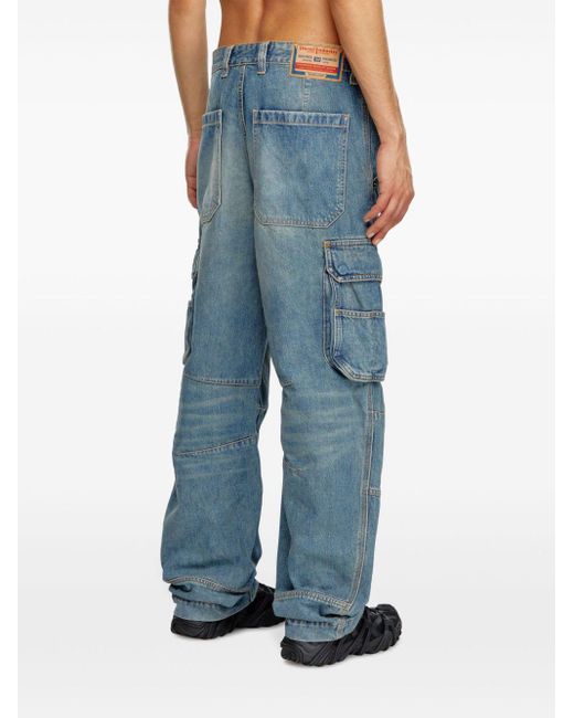 DIESEL Blue D-fish Straight-leg Jeans for men