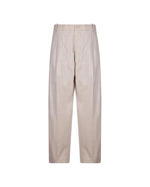 Hed Mayner Gray Pantalon Court À Fines Rayures