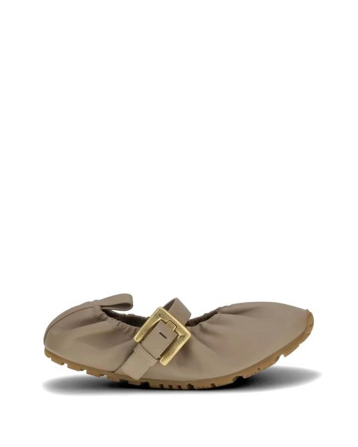 Balmain White Buckle-Strap Ballet Flats