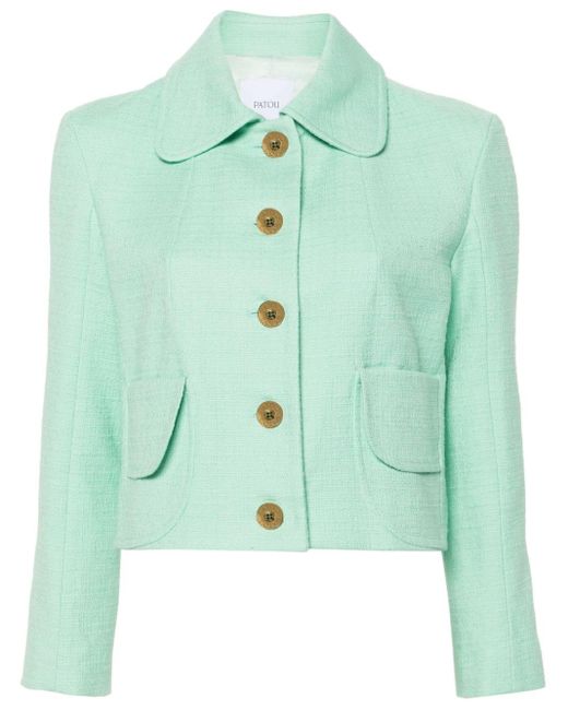 Patou Green Cropped Tweed Jacket