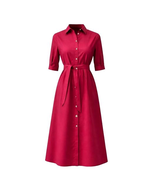 Liu Jo Red Poplin Midi Dress