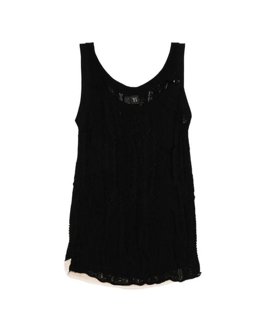 Y's Yohji Yamamoto Black Cable-Knit Tank Top