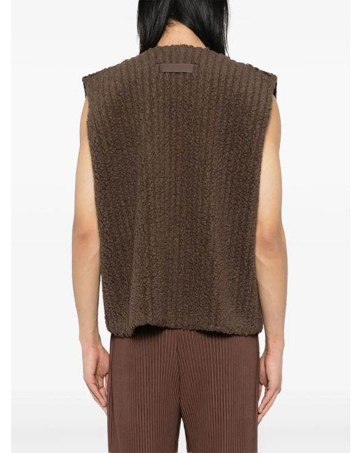 Homme Plissé Issey Miyake Fleeceweste mit Falten in Brown für Herren