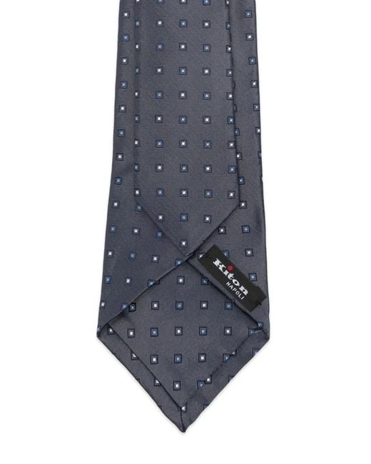 Kiton White Geometric-Pattern Tie for men