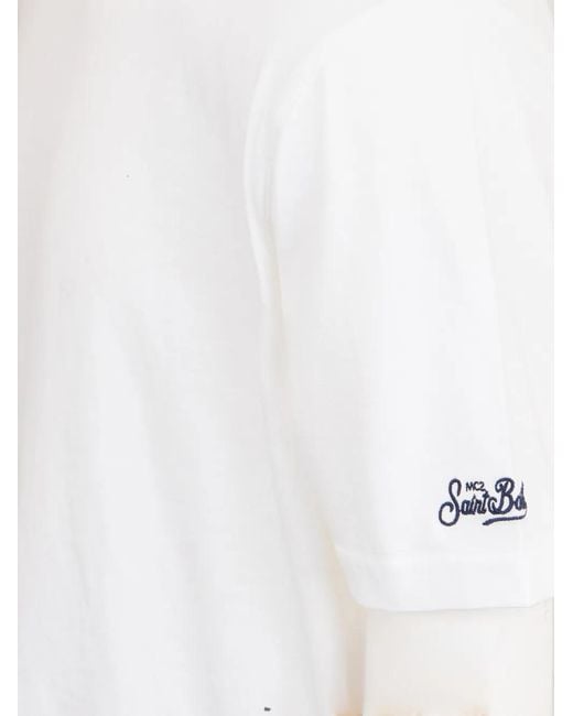 Mc2 Saint Barth White Dover Logo-Embroidered T-Shirt for men
