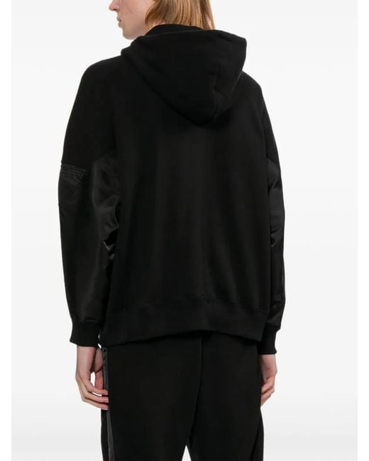 Toga Black Panelled Zip-Up Hoodie for men