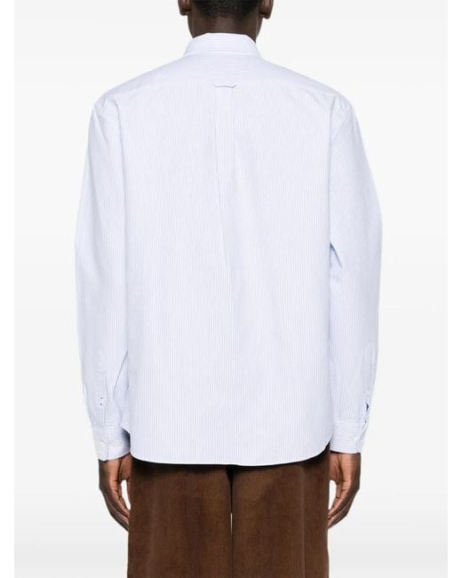 Lacoste Overhemd Met Logo-Patch En Verticale Streep in het White voor heren