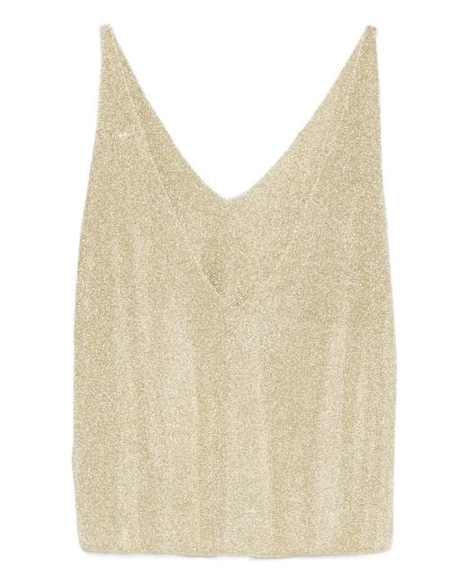 Ba&sh Natural Zuani Lurex V-Neck Top