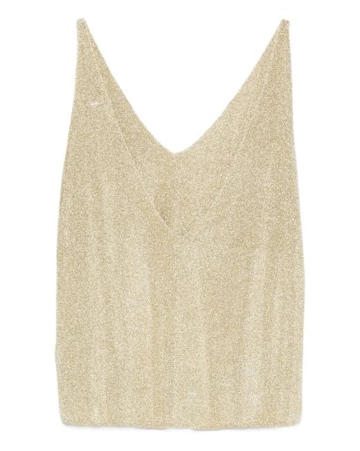 Ba&sh Natural Zuani Lurex V-Neck Top