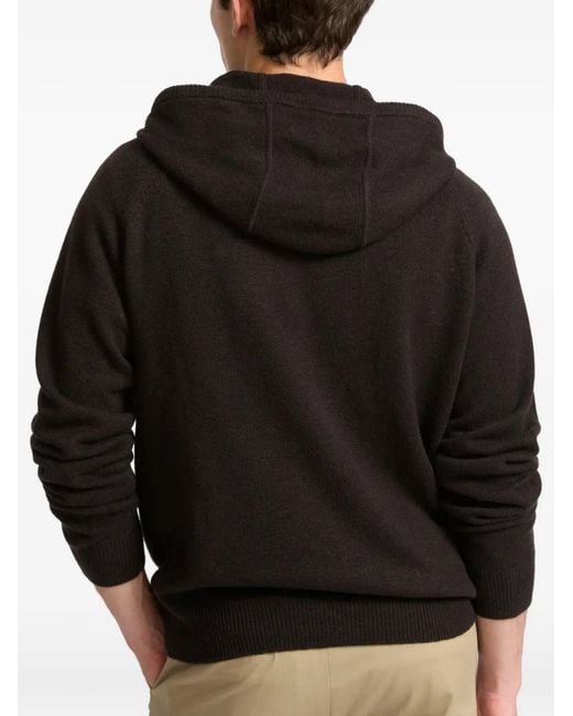 Yves Salomon Black Drawstring Raglan-Sleeve Hoodie for men