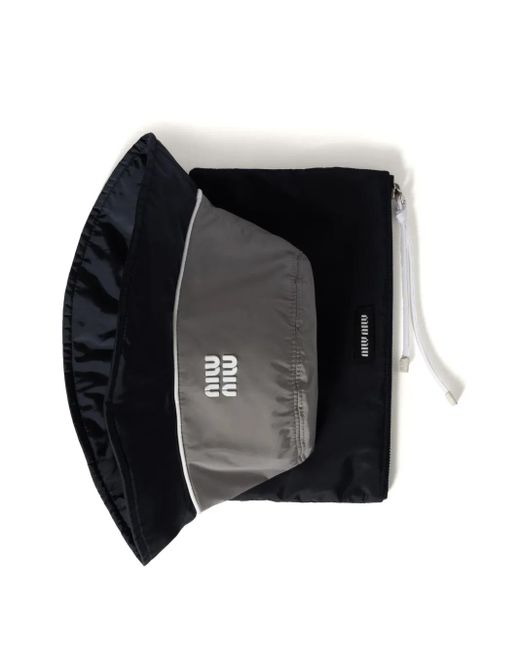 Miu Miu Gray Logo-Patch Bucket Hat