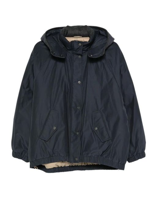 Brunello Cucinelli Blue Hooded Down Jacket