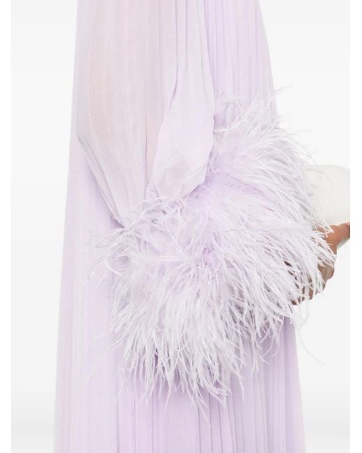 Self-Portrait White Chiffon Feather-Detail Dress