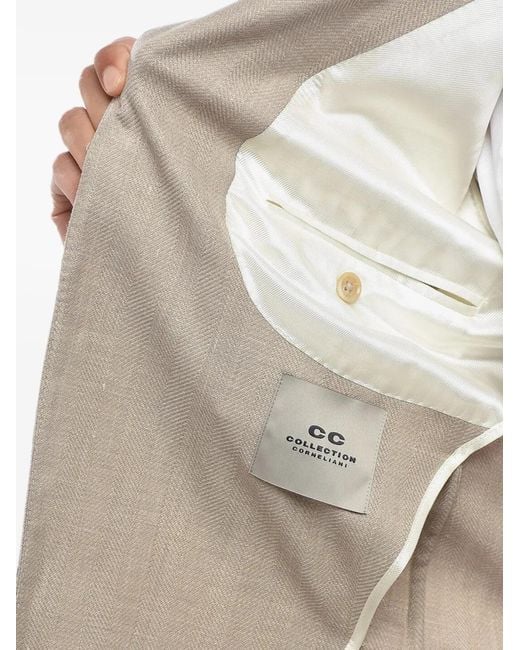 Corneliani Natural Single-Breasted Patch-Pocket Blazer for men