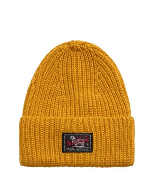 Woolrich Gerippte Beanie Mit Logo-Patch in Yellow für Herren