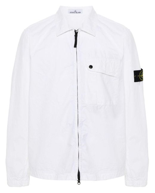 Stone Island White Compass-badge Shirt Jacket for men