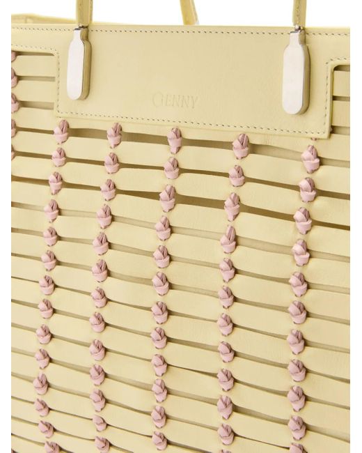 Genny Natural Tote Bag Aus Leder Mit Blockchain-Muster