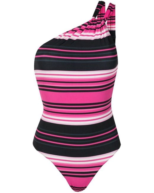 Clube Bossa Pink Draper One-shoulder Swimsuit