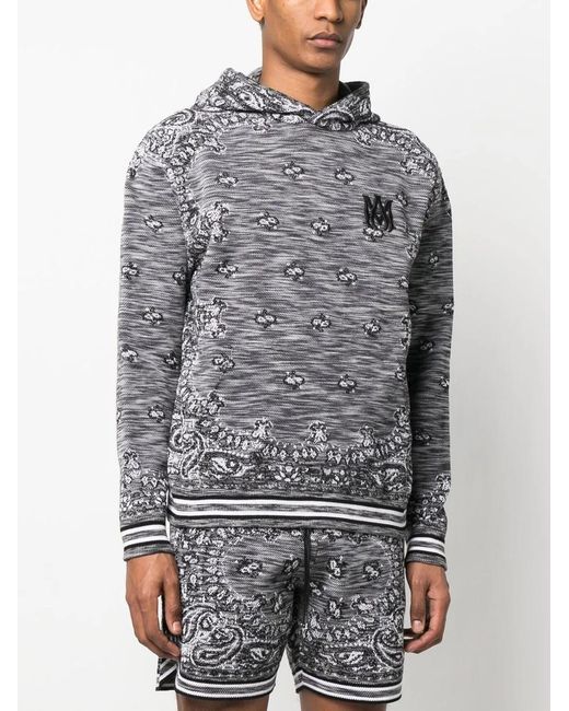 Amiri Gray Logo-patch Pullover Hoodie for men