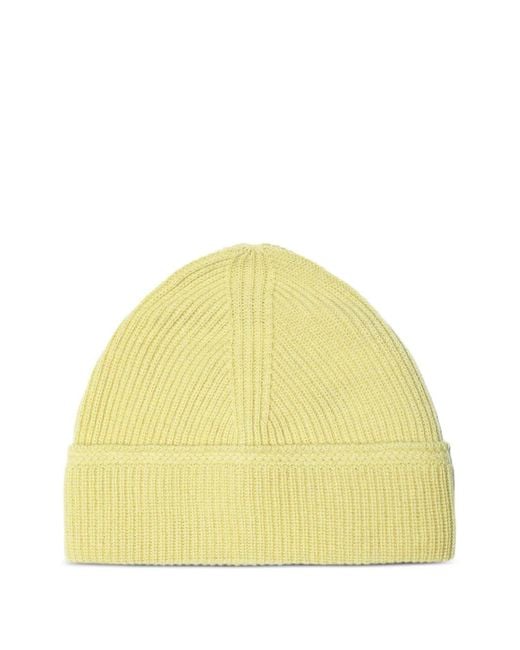 Paura Yellow Jamal Ribbed Beanie Hat for men
