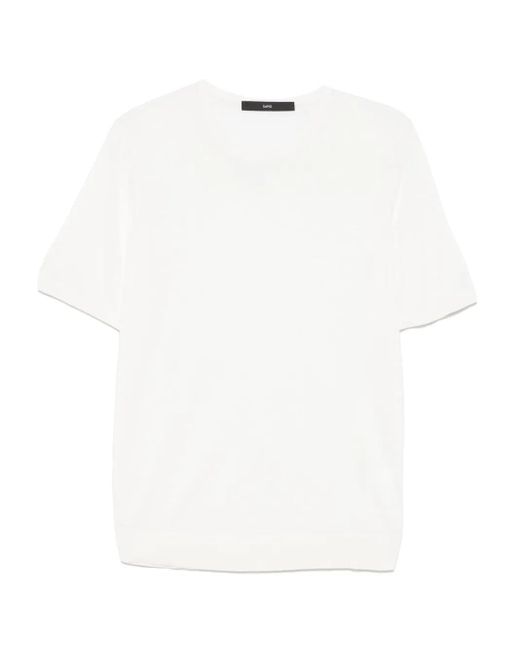 メンズ SAPIO ファインニット Tシャツ White