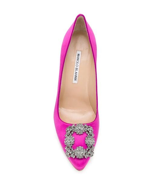 Manolo Blahnik Pink Hangisi 105Mm Silk Pumps