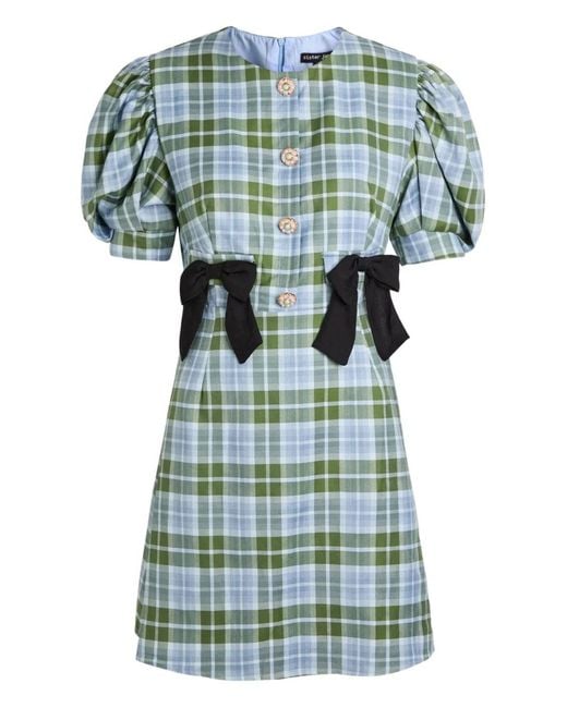 Sister Jane Green Bow-Detail Plaid-Print Dress